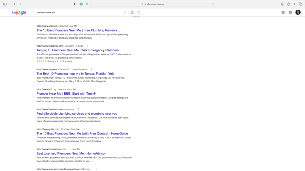 plumbers near me in google search