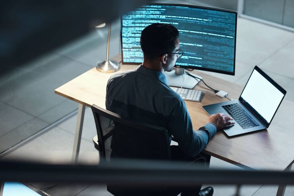 A man working on his computer