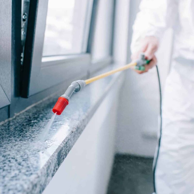 Digital Marketing Agency for Pest Control Companies 2 Professional pest control technician in protective gear spraying pesticide indoors – digital marketing for pest control companies