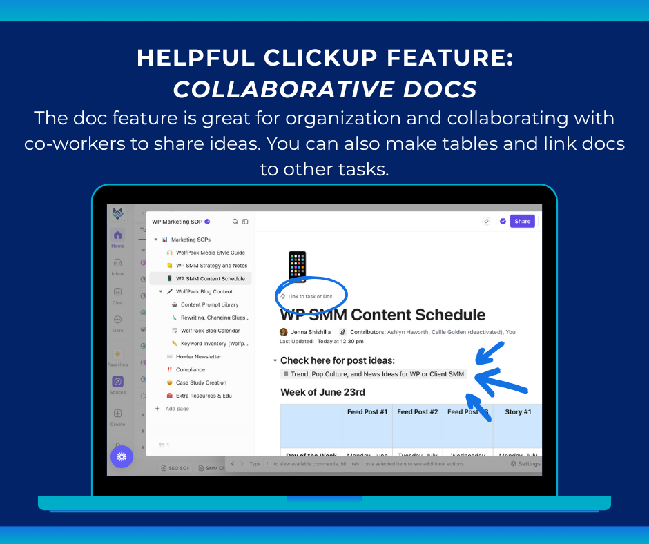 Helpful ClickUp content creation tool .