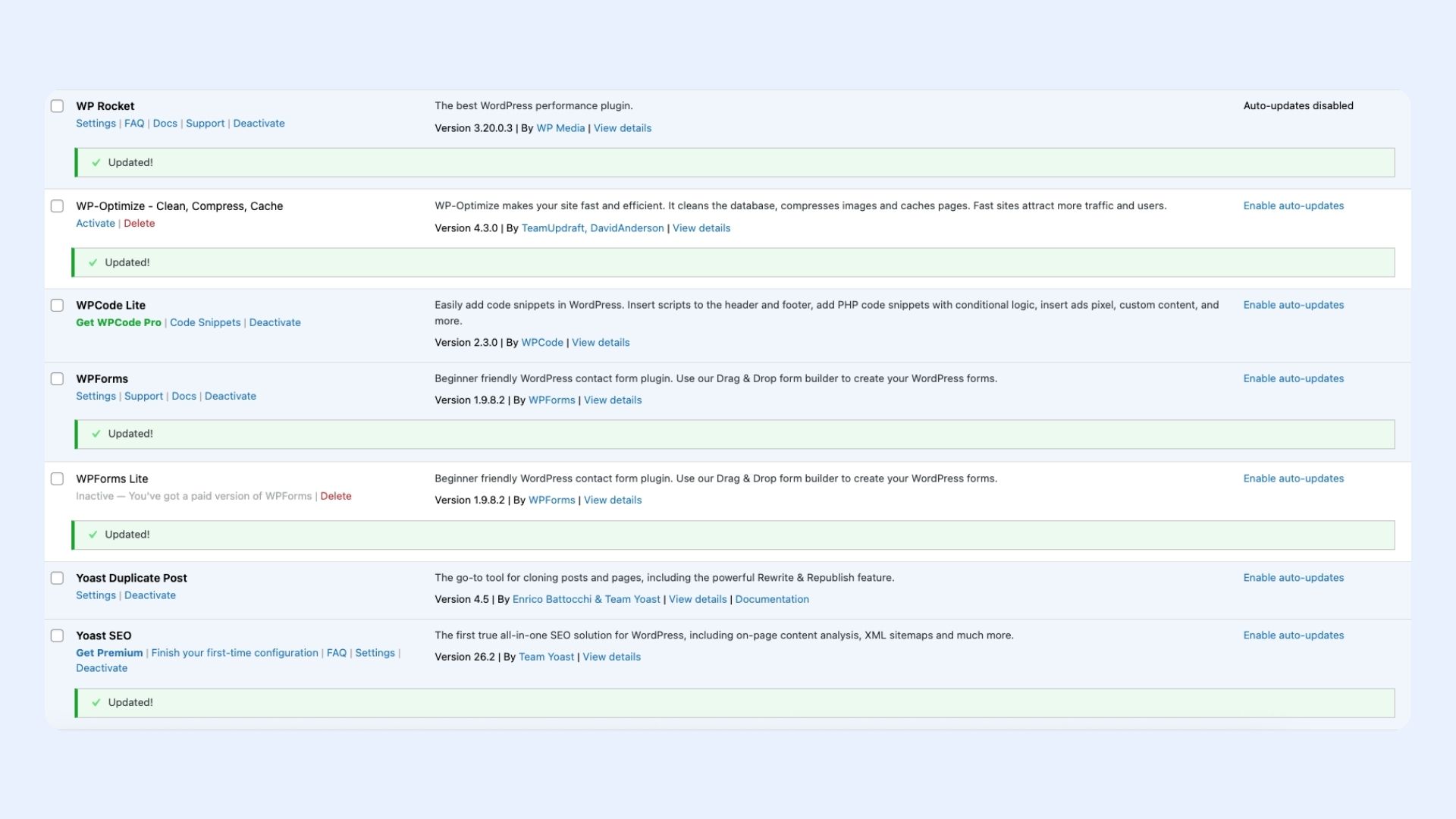 Website Hosting Plugin Updates