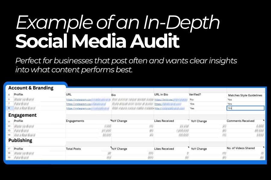 A sample social media audit for a businesses.