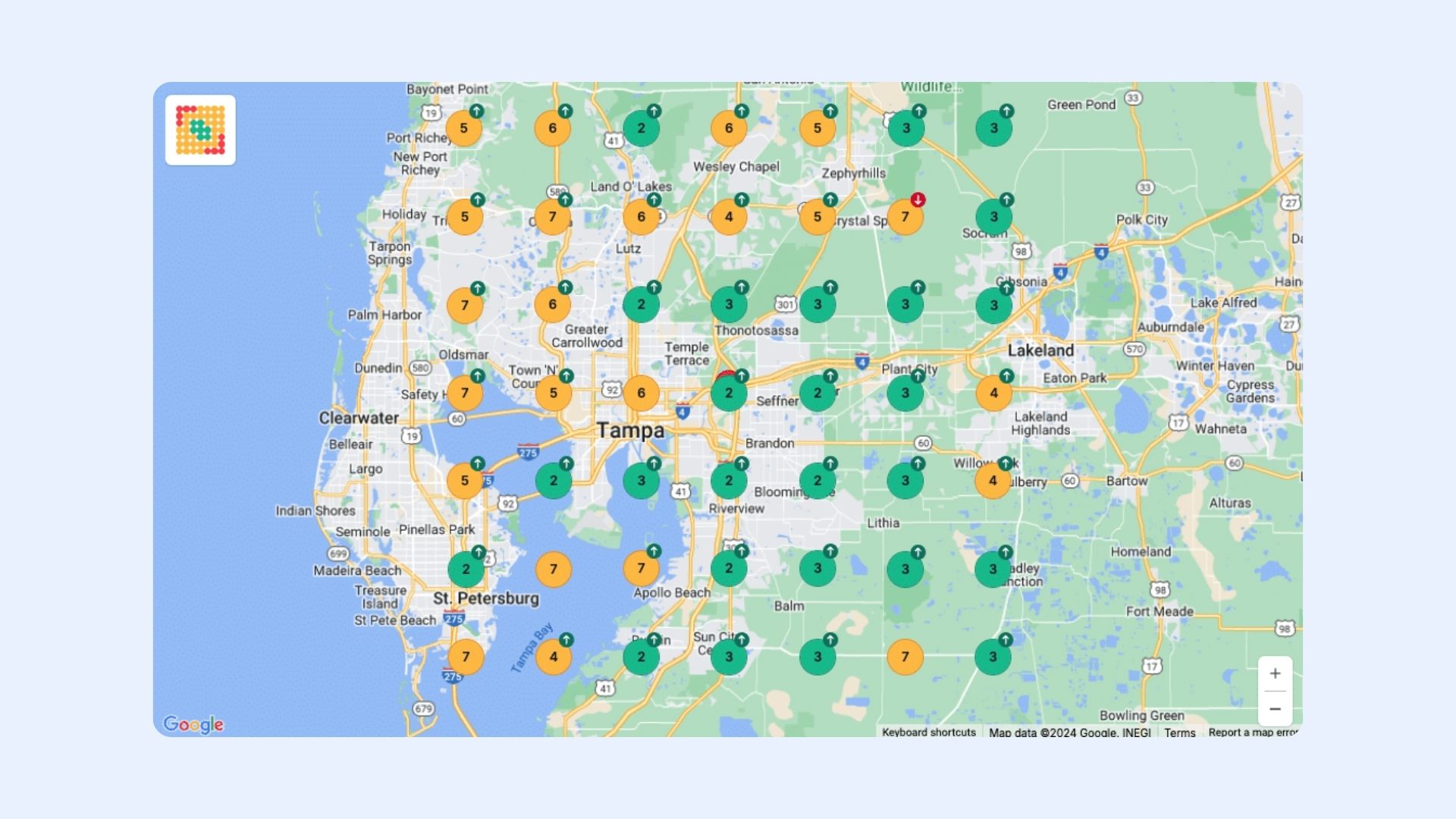 Local SEO Rankings Map AFTER Optimization