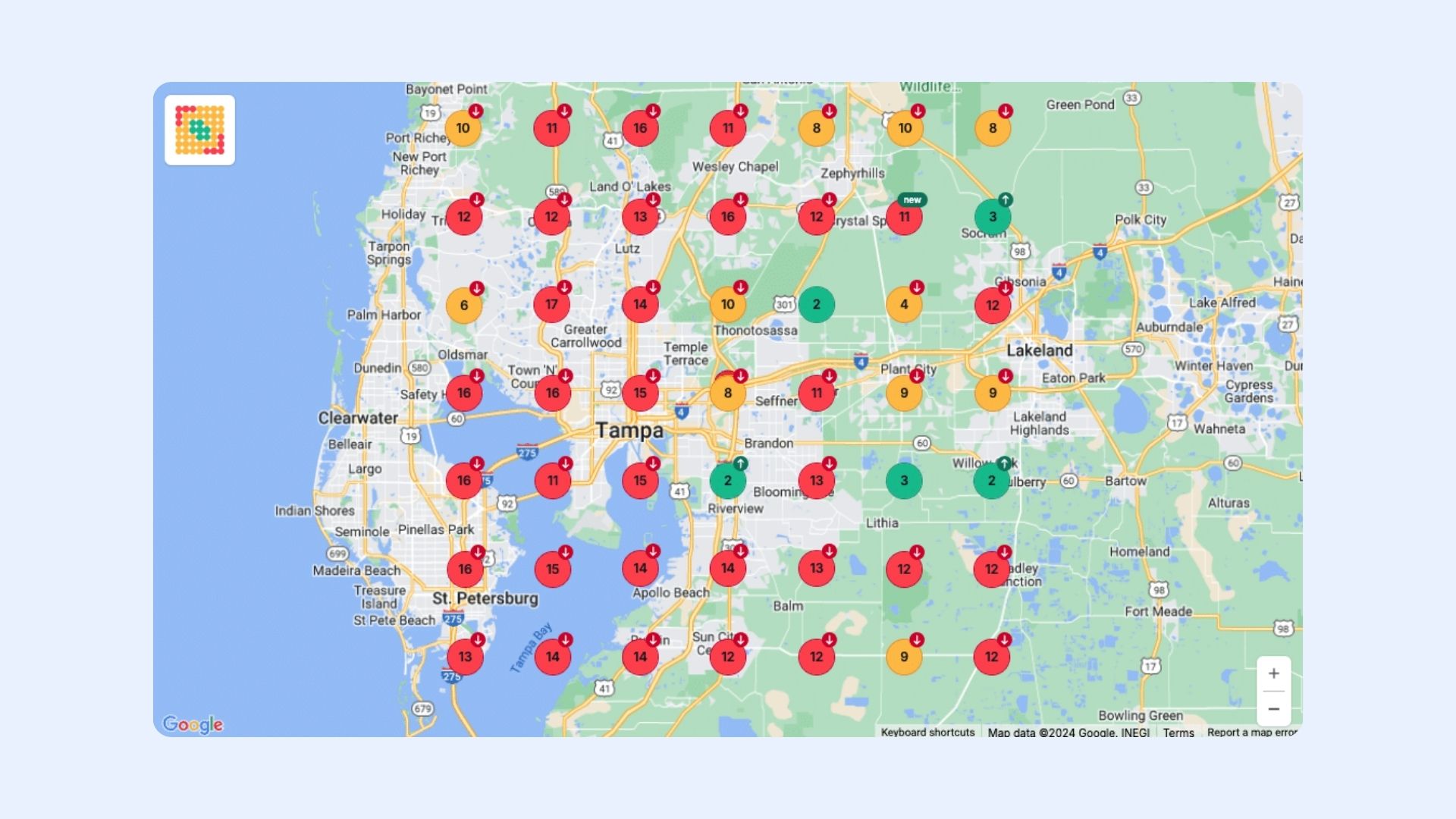 Local SEO Rankings Map Before Optimization