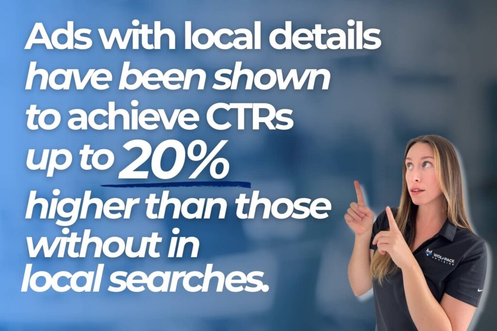 Data showing that ads with local details achieve a higher click-through rate than generic ads.