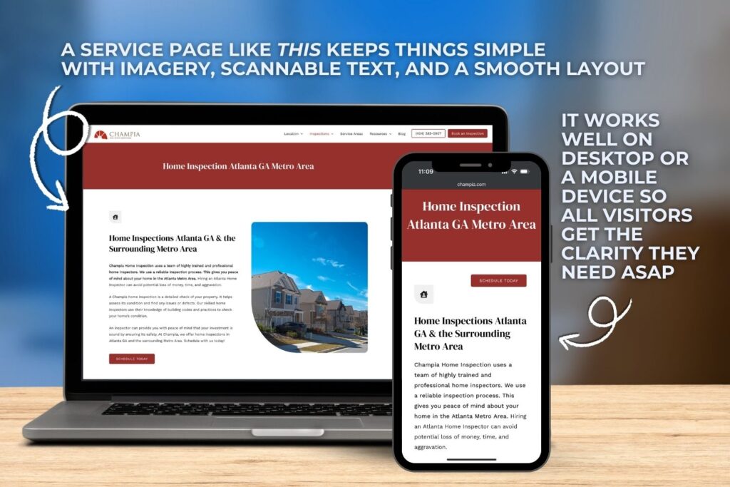 service page example for businesses