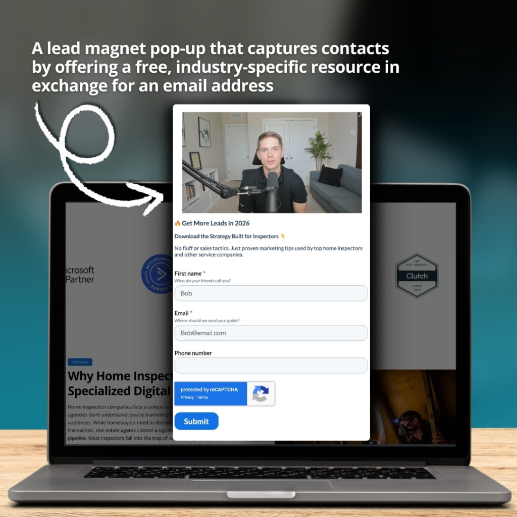 lead magnet pop-up example of email acquisition strategy