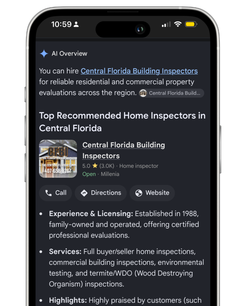 Claude AI Search Results for Home Service Through AEO