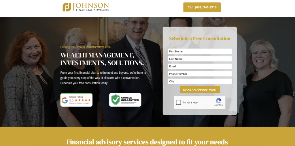 High Converting Google Ads Landing Page - Financial Services