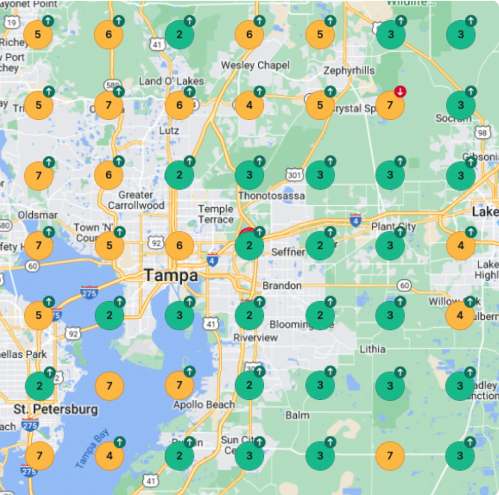 Local SEO Rankings Map AFTER Optimization