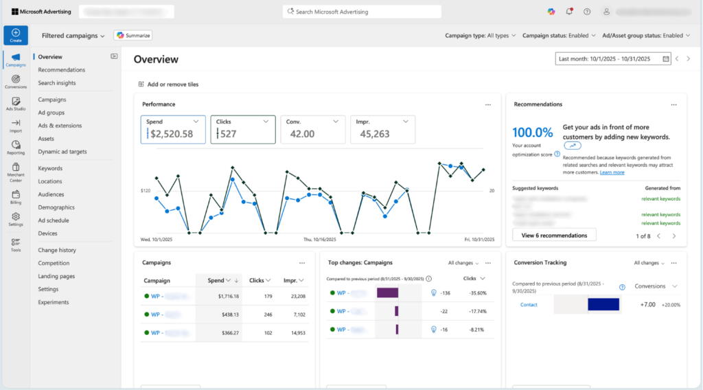 Microsoft Ad Management Dashboard