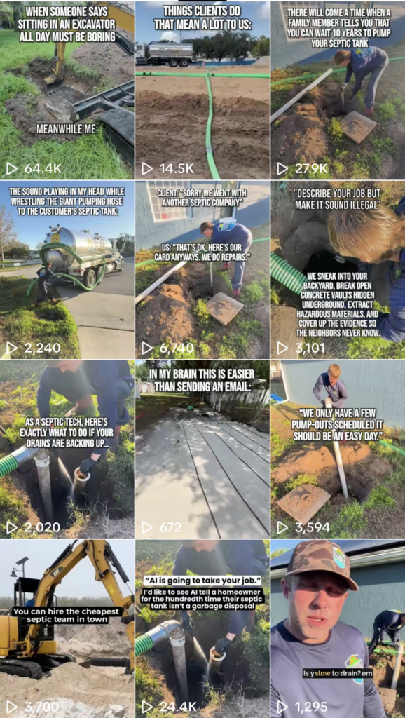 TikTok Profile Results for Septic Company