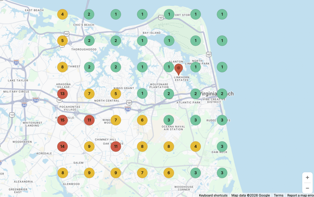 google map rankings for local franchise business with a public office