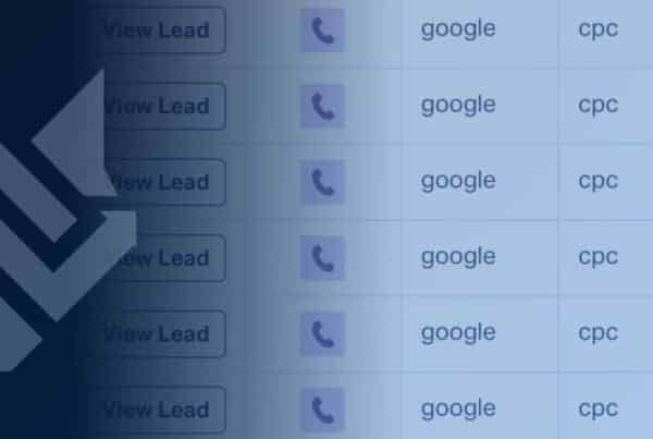 WolfPack lead center dashboard listing inbound leads with Google and CPC tracking tags from paid media campaigns