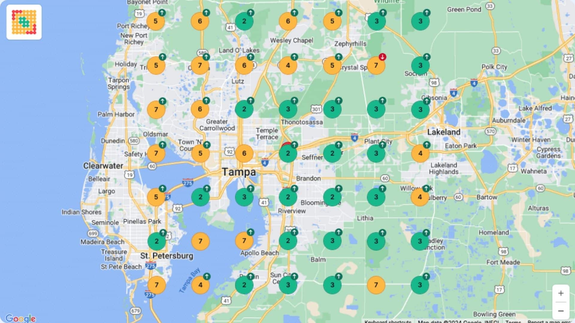 Local SEO Rankings Map AFTER Optimization