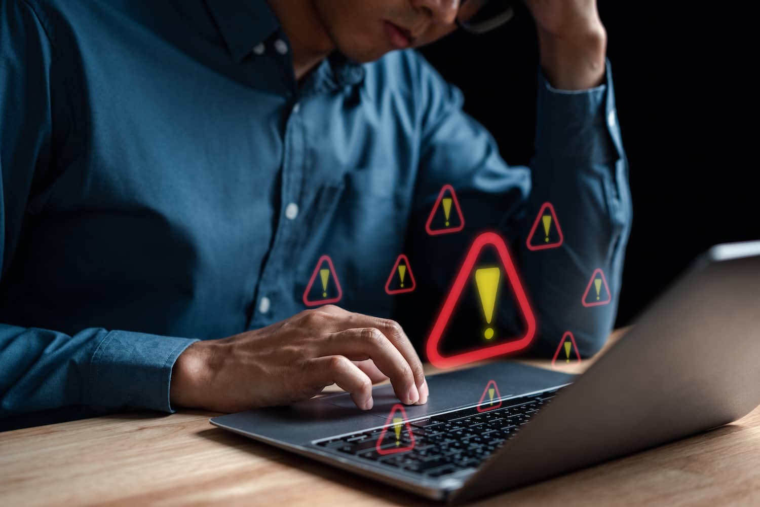 An image showing a man trying to access a website but encounters a Dev Error 401 code. 