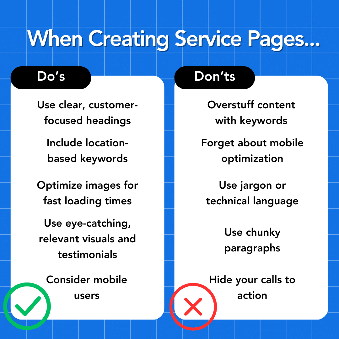 When creating a page for local services, make sure to use relevant, focused keywords and clear CTAs
