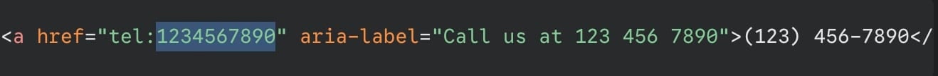 Formatting website link for phone number by adding accessibility attributes