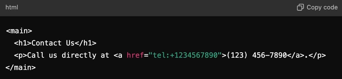 Adding phone number to the contact page