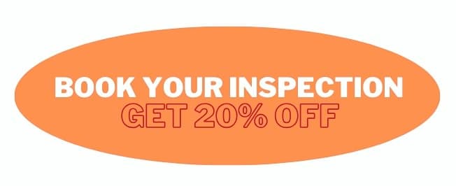 A call-to-action button offering 20% off when you book an inspection