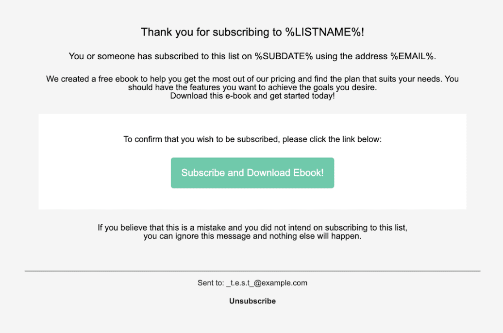 Opt-in to subscribe to an email list