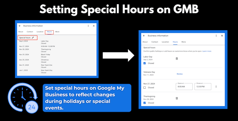 Setting Special Hours on GMB - changing temporary hours in google my business