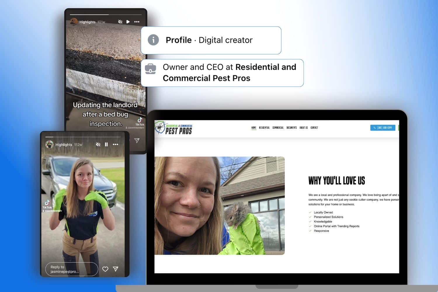 personal branding example. jasmine pest pro