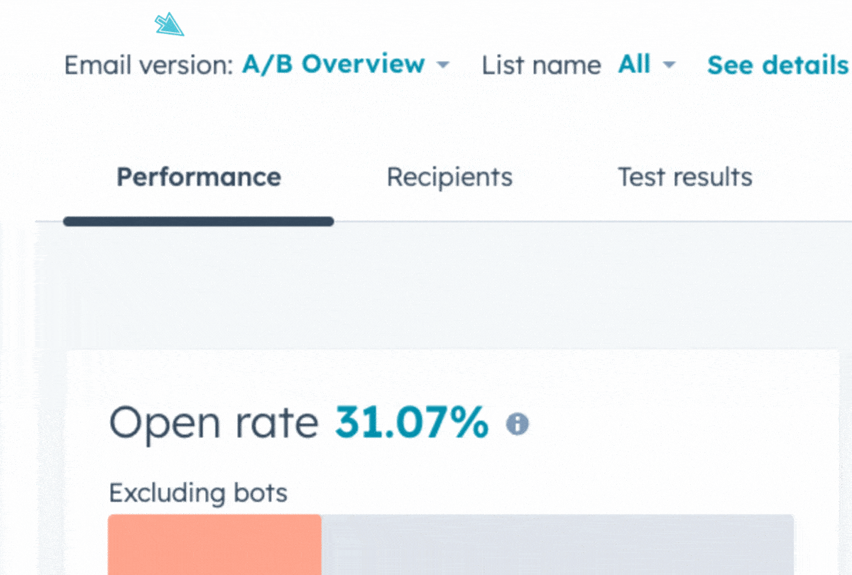 a/b testing in hubspot to track performance