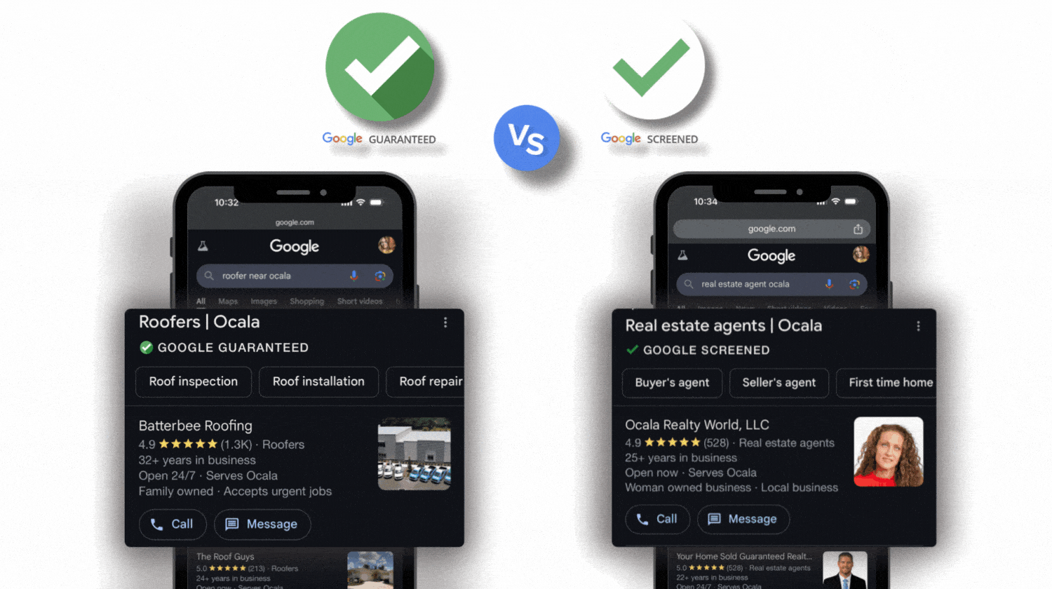comparing google guaranteed with google screened 
