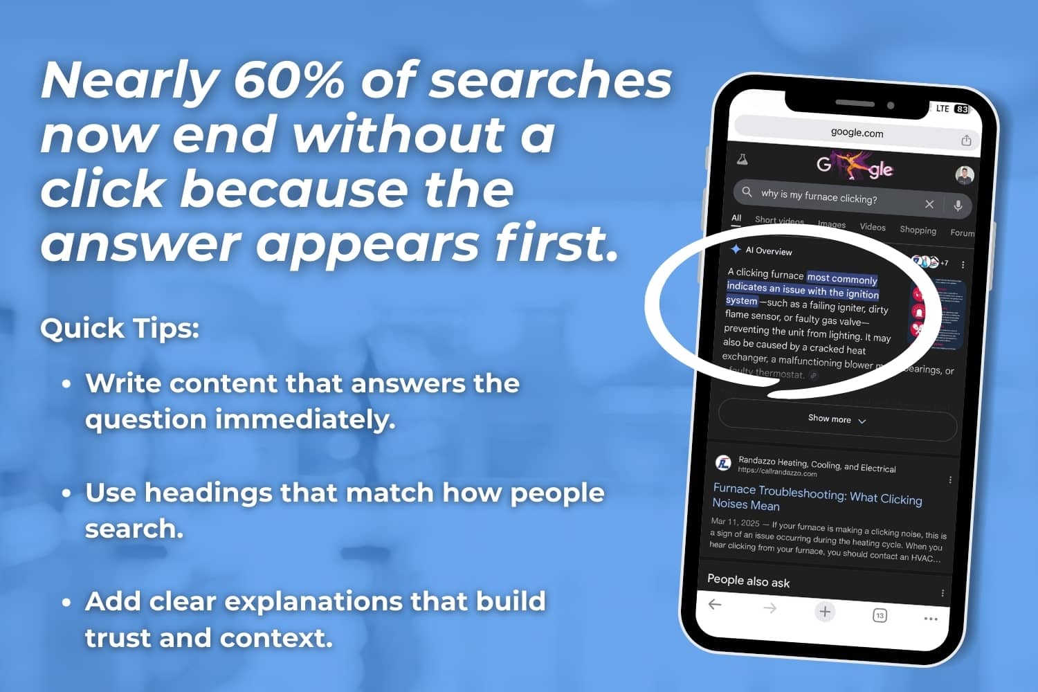Data visualization highlighting the rise of zero-click searches in modern search results.