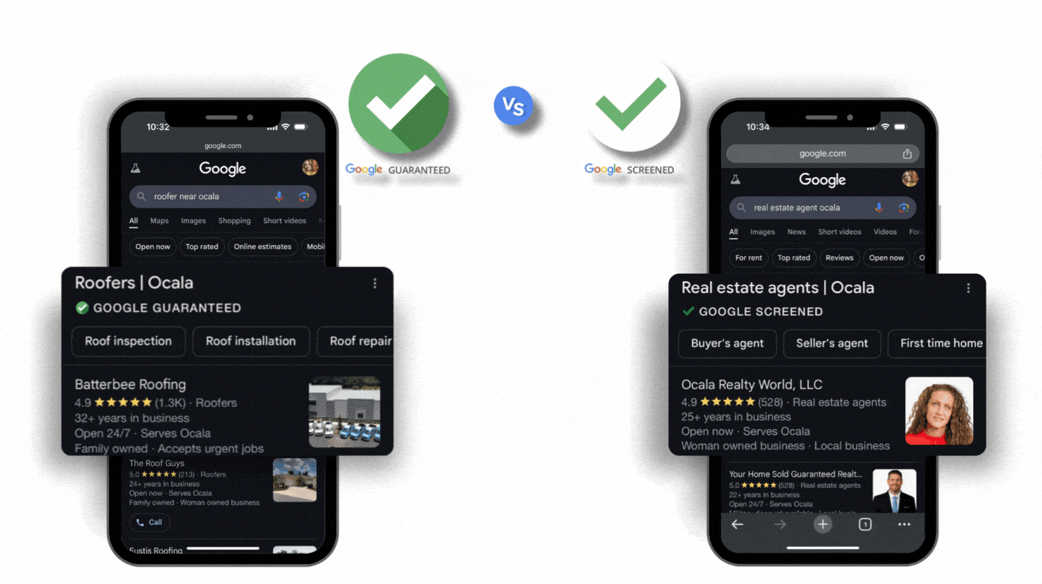 google guaranteed results vs google screened results