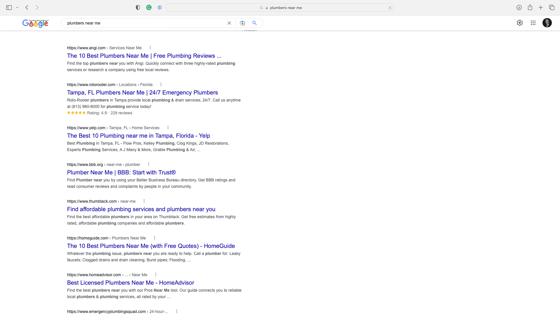 plumbers near me in google search