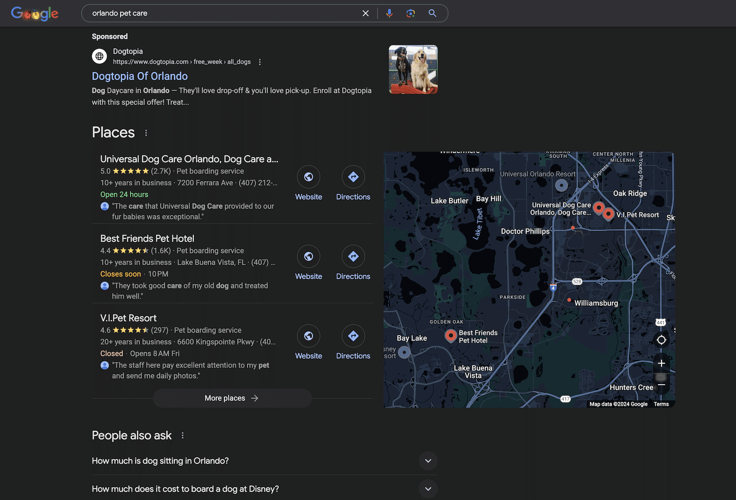 location and service specific search results highlighting the importance of seo tips when naming a startup business